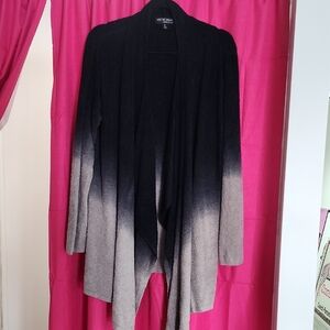 Barefoot Dreams Black-to-Gray Ombre Draped Open Cardigan